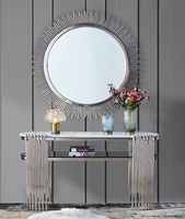 Table console de villa de luxe moderne avec plateau en marbre et structure en acier inoxydable pour salon