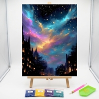 Peinture Diamant 5D Personnalisée, Kit Complet, Galaxie Ciel Étoilé Château Scène Nocturne, Kit d'Art DIY, Décoration Murale, Cadeau pour Adultes