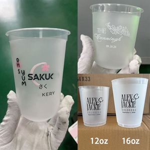 Vasos de PP Personalizados con Logotipo, 400ml 600ml, Vasos Transparentes Esmerilados para Té de Burbujas, Vasos de Plástico Reciclables Desechables para Boba y Té con Leche - Product Image 2