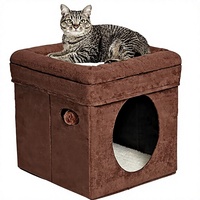 Maison et condo pliable pour chat de petite taille MidWest Homes avec jouet, motif uni, fausse fourrure