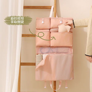 Organizador de armario colgante rectangular de tela no tejida con gancho, bolsa de almacenamiento para viaje, organizador de ropa para viaje - Product Image 2