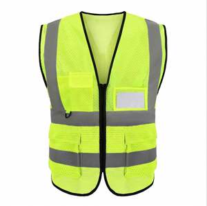 Gilet de sécurité réfléchissant à plusieurs poches, fermeture éclair, séchage rapide, impression par transfert thermique, personnalisé, haute visibilité, vêtements de travail en polyester - Product Image 4