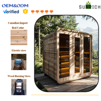 Sauna Uap Basah Kayu Cedar Merah untuk Luar Ruangan, Kapasitas 4-6 Orang, Tahan Lama, Prefabrikasi, Bersertifikasi CE / RoHS