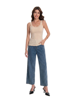 Débardeur Femme Décontracté à Bretelles Fines, Col Rond, Côtelé, Sans Manches, Doux, Extensible, Écologique, pour Superposition