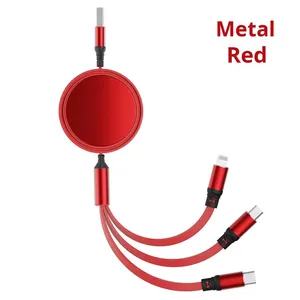 Cáp dữ liệu Type C tùy chỉnh, <span class=keywords><strong>USB</strong></span> 3 trong 1, có thể thu gọn, sạc nhanh cho điện thoại di động - Product Image 6