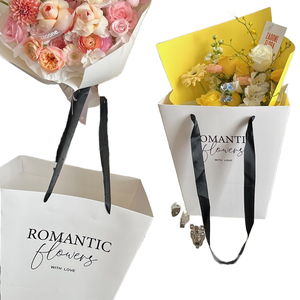 Bolsa de Papel Kraft Reciclable Ecológica Grande, Estilo Ruso, Trapezoidal, para Envolver Ramos de Flores, Bolsa de Embalaje Artesanal con Cinta - Product Image 1