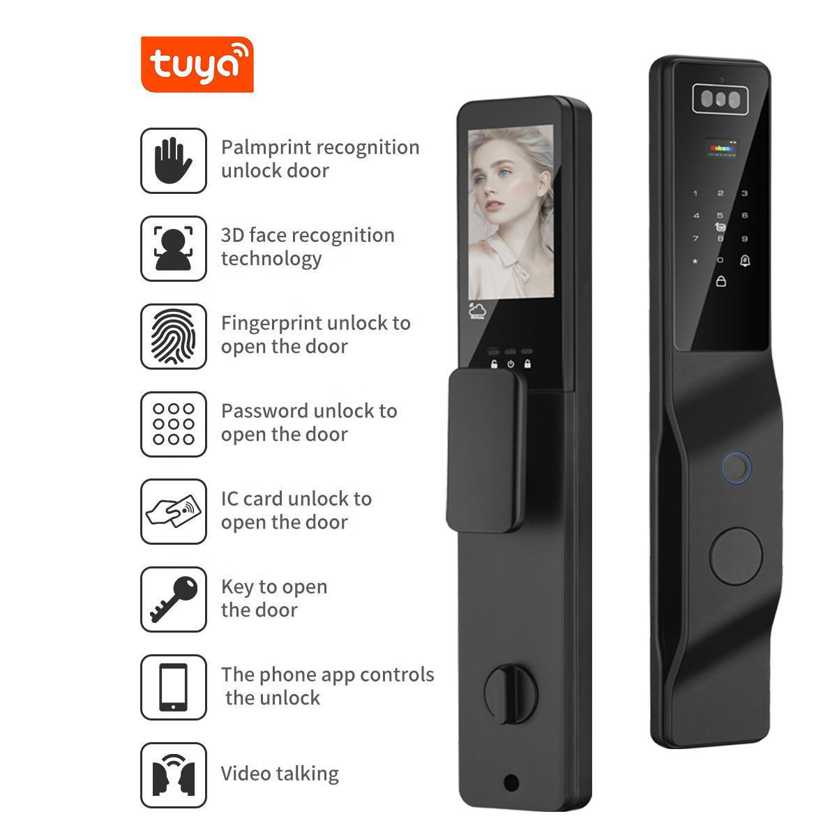 TYSH Smart Home Digital Automatic Biometric Tuya Wifi Fingerprint Smart Door Lock With Camera High Security · image 4