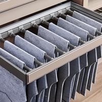 ZYTH Rail coulissant rétractable avec amortisseur, tiroir de rangement multifonctionnel en cuir pour placard, porte-pantalons coulissant intégré