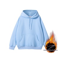 Sweat à capuche pour homme en coton pur doublé de polaire, couleur unie, coupe ample avec poche, sur mesure, pour l'automne et l'hiver