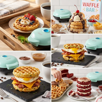 Mini gaufrier électrique portable en gros, machine à gaufres antiadhésive pour petit-déjeuner, idéal pour la maison, l'hôtel et les petites cuisines