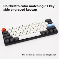 Capuchons de touches de clavier mécanique 60% à profil bas en PBT gris et blanc rétro MX/GMK à 61 touches avec gravure sur le côté avant