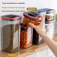 Boîte de conservation alimentaire hermétique en plastique avec couvercle rotatif, 1-2L, qualité alimentaire, empilable, pour cuisine, anti-humidité
