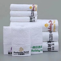Serviette de bain tissée en coton 100% blanc 5 étoiles, 21/2 fils, logo brodé, hypoallergénique, hautement absorbante, antimicrobienne, écologique