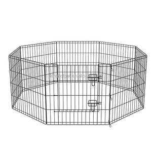 Zware metalen hondenren met 8 panelen, duurzaam ijzeren hondenhek voor binnen en buiten gebruik - Product Image 1