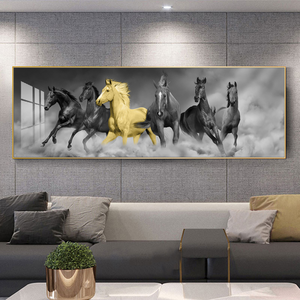 Quadro in Cristallo e Porcellana <span class=keywords><strong>con</strong></span> Cavallo, Arte Murale Moderna di Lusso Personalizzata in Stile Nordico <span class=keywords><strong>con</strong></span> Cornice per Soggiorno e Arredamento Casa - Product Image 5