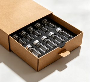 Flacons en verre ambré transparent à double teinte de 5 ml avec bouchons à sertir en alliage or-argent, boîte avec insert en papier kraft pour échantillons de sérum de soin de la peau - Product Image 2