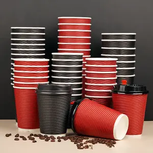 Cốc giấy kraft hai lớp dùng một lần cốc cà phê nhiều kích cỡ có thể tái chế