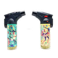 PQ-003 Meilleure vente Briquet torche électronique en plastique pour cigarettes à gaz, avec étiquette PVC élégante, pour cigarettes électroniques