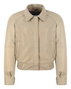 Chaqueta de Mujer Personalizada 100% Cuero Nappa Beige Genuino, Estilo Burbuja, Marca Privada, Proveedor Mayorista OEM - Product Image 2