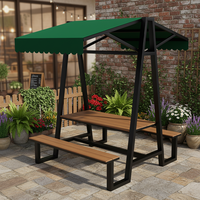 Ensemble de table et de chaises de salle à manger d'extérieur en fer durable et imperméable pour les salons de thé et les cafés, ensembles de jardin 6 places