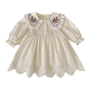 Vestito in cotone stile foresta per bambine, nuovo arrivo, con ricami floreali, colletto a revers, maniche lunghe, modello <span class=keywords><strong>principessa</strong></span> - Product Image 1