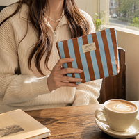 Pochette à maquillage personnalisée avec étiquette tissée, fermeture à glissière, sac cosmétique léger pour l'emballage de produits de beauté en vente au détail
