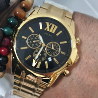 Stopwatch Multifungsi Pria dari Baja Tahan Karat dengan Tali Baja Tahan Karat dan Layar Analog