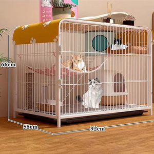 Luxe duurzame ijzeren solide grote meerlaagse katten- en hondenkooi met kunststof lade en bak, zwart, op maat gemaakt voor alle seizoenen - Product Image 5