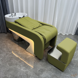 Sillón de Champú Portátil de Lujo Moderno para Salón de Belleza Z, con Reposapiés Plegable, Cuero PU Ecológico y Fácil de Limpiar - Product Image 3