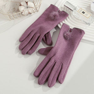 Gants élégants pour femmes pour temps froid, décor pompon, manchette élastique, coupe-vent, design chaud, protection des mains pour les voyages en automne et en hiver - Product Image 6