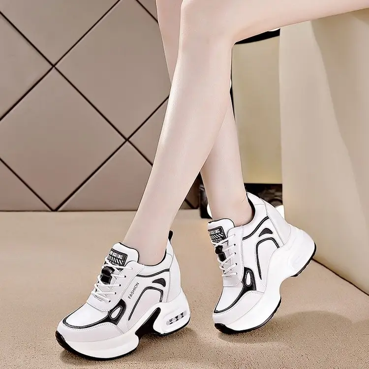 2024 New Height-increasing Lace-up Casual Shoes High Heels Fashion Running Shoes Student Sneakers Chunky Sneakers Women