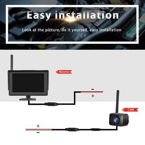Podofo Kit <span class=keywords><strong>Monitor</strong></span> di Backup <span class=keywords><strong>Wireless</strong></span> digitale da 4.3 pollici telecamera per retrovisione impermeabile per visione notturna con supporto per targa - Product Image 4