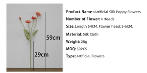 Nuovo Design di <span class=keywords><strong>Fiori</strong></span> Artificiali Giganti in Seta, Gruppo di Papaveri per Vetrine, Decorazioni Matrimoniali e Sfondi - Product Image 2