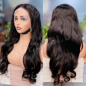 Parrucche all'ingrosso con onda sciolta, frontale in pizzo 13x4, capelli umani, senza colla, pre-strappate, pre-tagliate, lunghe, nere - Product Image 1