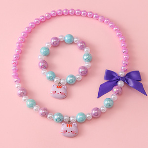 <span class=keywords><strong>Set</strong></span> di Gioielli per Bambine: Braccialetto e Collana con Ciondolo a Fiocco e Perline, Stile Principessa - Product Image 6