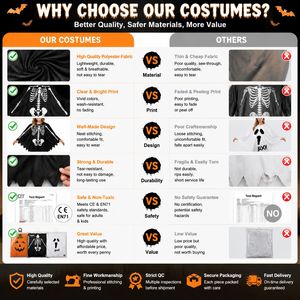Disfraz de Poncho para Mujer, Capa con Estampado de Calabaza, Esqueleto y Fantasma, Disfraz de Halloween para Adultos, Disfraz para Fiesta Temática - Product Image 3