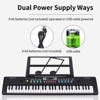 61 Keys USB Electronic Organ Kids Electric Piano with Microphone Black Digital Music LED Display Electronic Keyboard