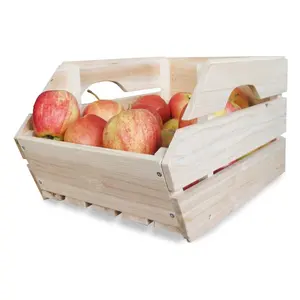 家用厨房蔬菜可移动大型木质储物箱实心松木水果盒