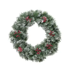 松针人造植绒圣诞花环混合超9月雪PVC圣诞树饰品圣诞花环opp包