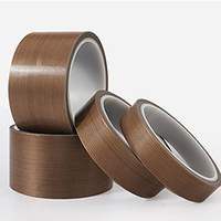 Ruban PTFE auto-adhésif simple face en acrylique antistatique brun haute température 300°C, épaisseur 0,18 mm, pour applications sous vide/manuelles/à impulsion