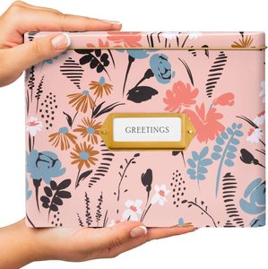 Greeting Card Organizer Tin Box Decorative Recipe Tin Box