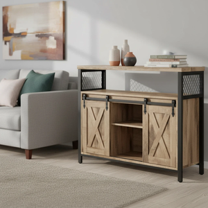 Muebles de <span class=keywords><strong>Cocina</strong></span> Estilo Rústico con Puertas Corredizas, Aparador, <span class=keywords><strong>Mueble</strong></span> para Comedor, Bar de Vinos y Café - Product Image 1