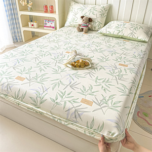 Colcha individual estampada 100% algodón personalizada al por mayor de fábrica con diseño de banda elástica alta Protector de colchón - Product Image 1