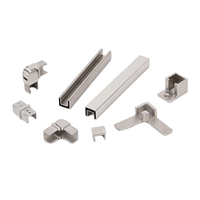 Rail de fixation horizontal réglable en hauteur en acier inoxydable 304 finition satinée brossée, design moderne, pour rail supérieur 25*21mm, garantie 5 ans