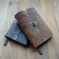Carnet de notes créatif en cuir véritable journal de bureau vintage gravé avec serrure