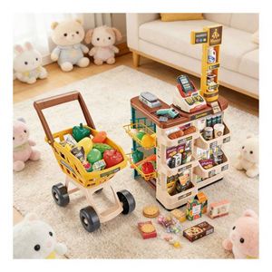 Juego de Juguetes Educativos de Supermercado para Niños: Caja Registradora, Dinero de Juguete, Carrito de Compras y Puesto de Mercado para Juego de Rol - Product Image 4