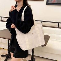 Sac fourre-tout en toile de coton écologique et tendance avec logo personnalisé, poignée professionnelle, sac de plage promotionnel avec fermeture éclair