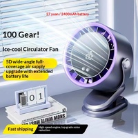Nouveau mini ventilateur de table portable sans pales, silencieux, à clipser, USB/charge sans fil, 3 vitesses, avec indicateur de niveau de batterie
