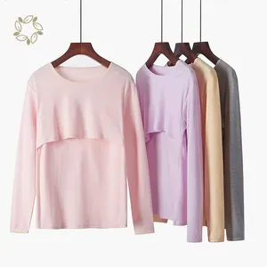 Maglietta organica per l'allattamento al seno alla canapa maglietta a manica corta per l'allattamento camicia per l'alimentazione di abbigliamento <span class=keywords><strong>premaman</strong></span> per l'allattamento <span class=keywords><strong>camicie</strong></span> per la mamma - Product Image 1