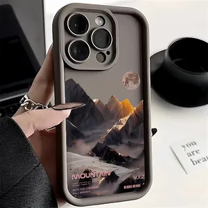 <span class=keywords><strong>Coque</strong></span> de téléphone antichoc de luxe au design peinture à l'huile Montagne enneigée pour <span class=keywords><strong>iPhone</strong></span> 16 15 17 Pro Max, couleur bonbon, étui arrière - Product Image 6